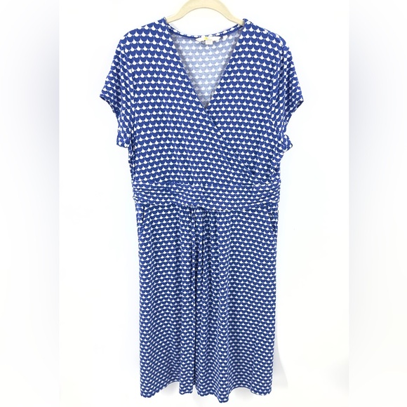 Boden Lola Dress Womens 14 Wrap Jersey Stretch Scallop Half Moon Soft Pockets - Picture 2 of 10